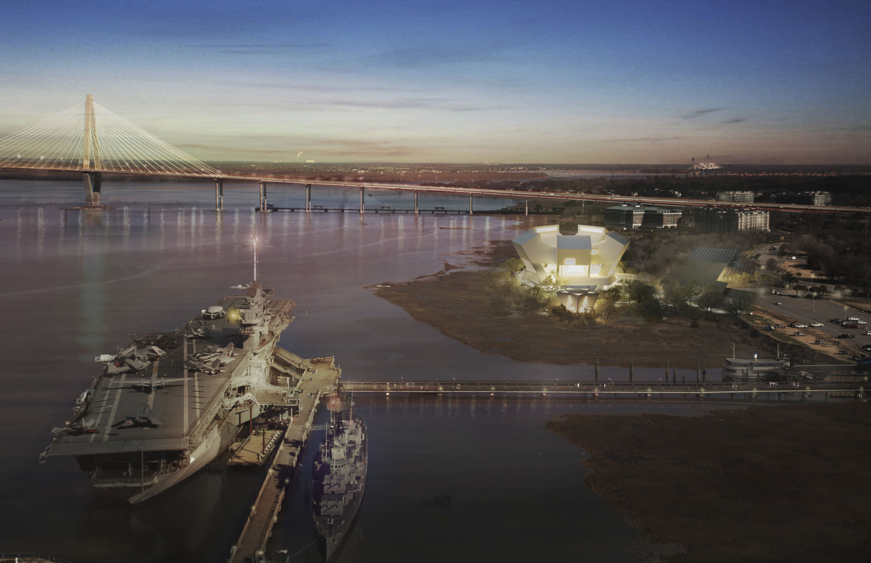 National Medal of Honor Museum_Museum from Yorktown at dusk_courtesy of Safdie Architects (copy) (copy) (copy)
